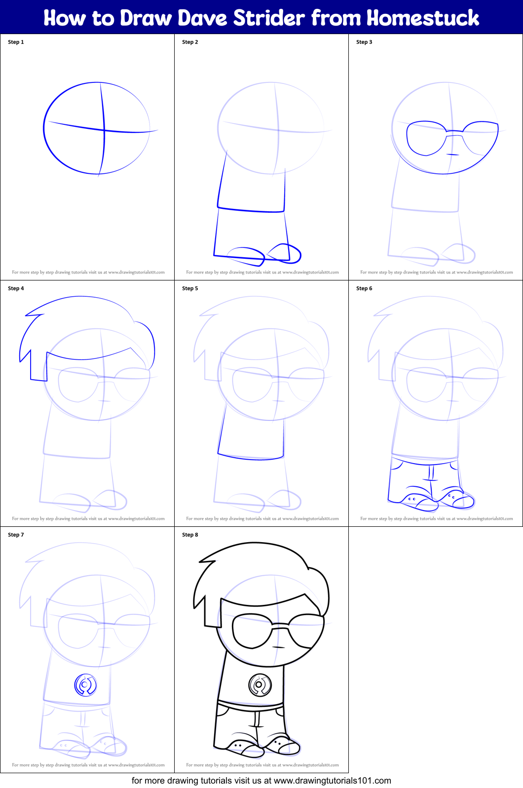 How to Draw Dave Strider from Homestuck Printable Step by Step