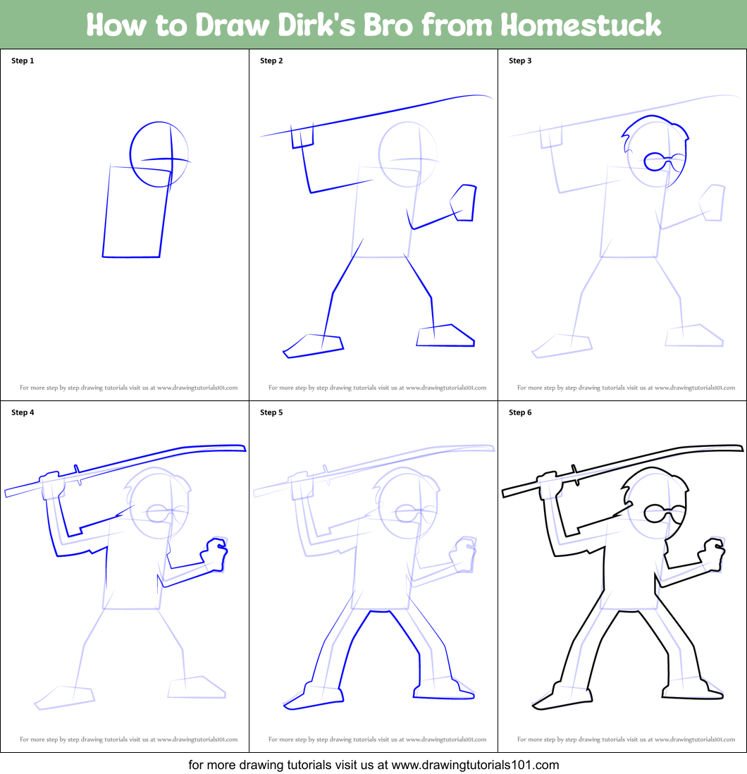 How to Draw Dirk's Bro from Homestuck Printable Step by Step