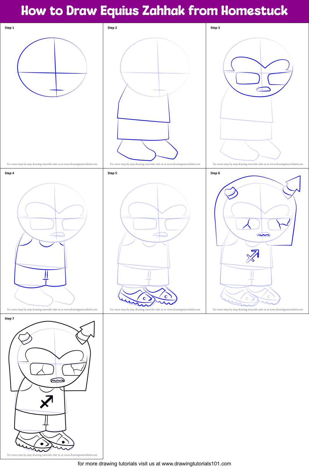 How to Draw Equius Zahhak from Homestuck Printable Step by Step