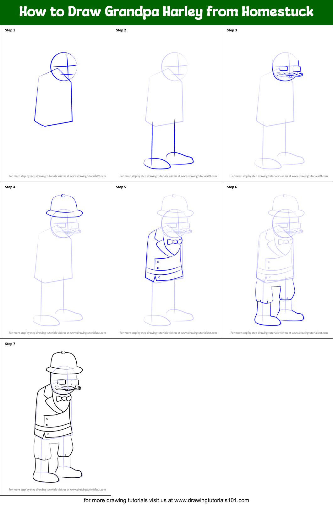 How to Draw Grandpa Harley from Homestuck Printable Step by Step