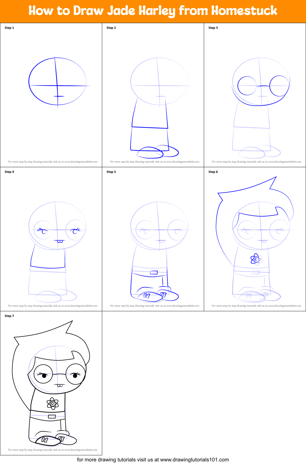 How to Draw Jade Harley from Homestuck Printable Step by Step