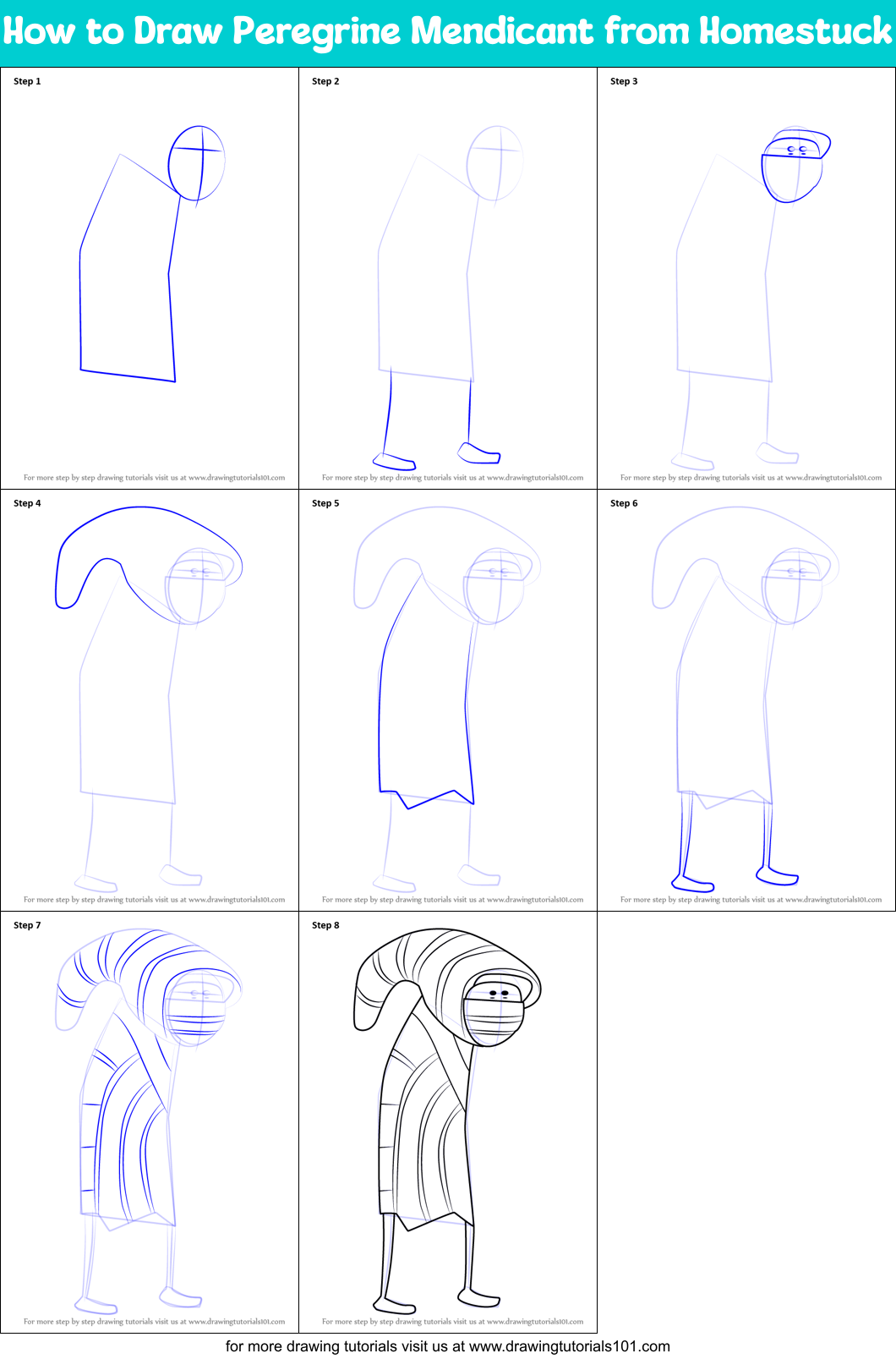 How to Draw Peregrine Mendicant from Homestuck Printable Step by Step