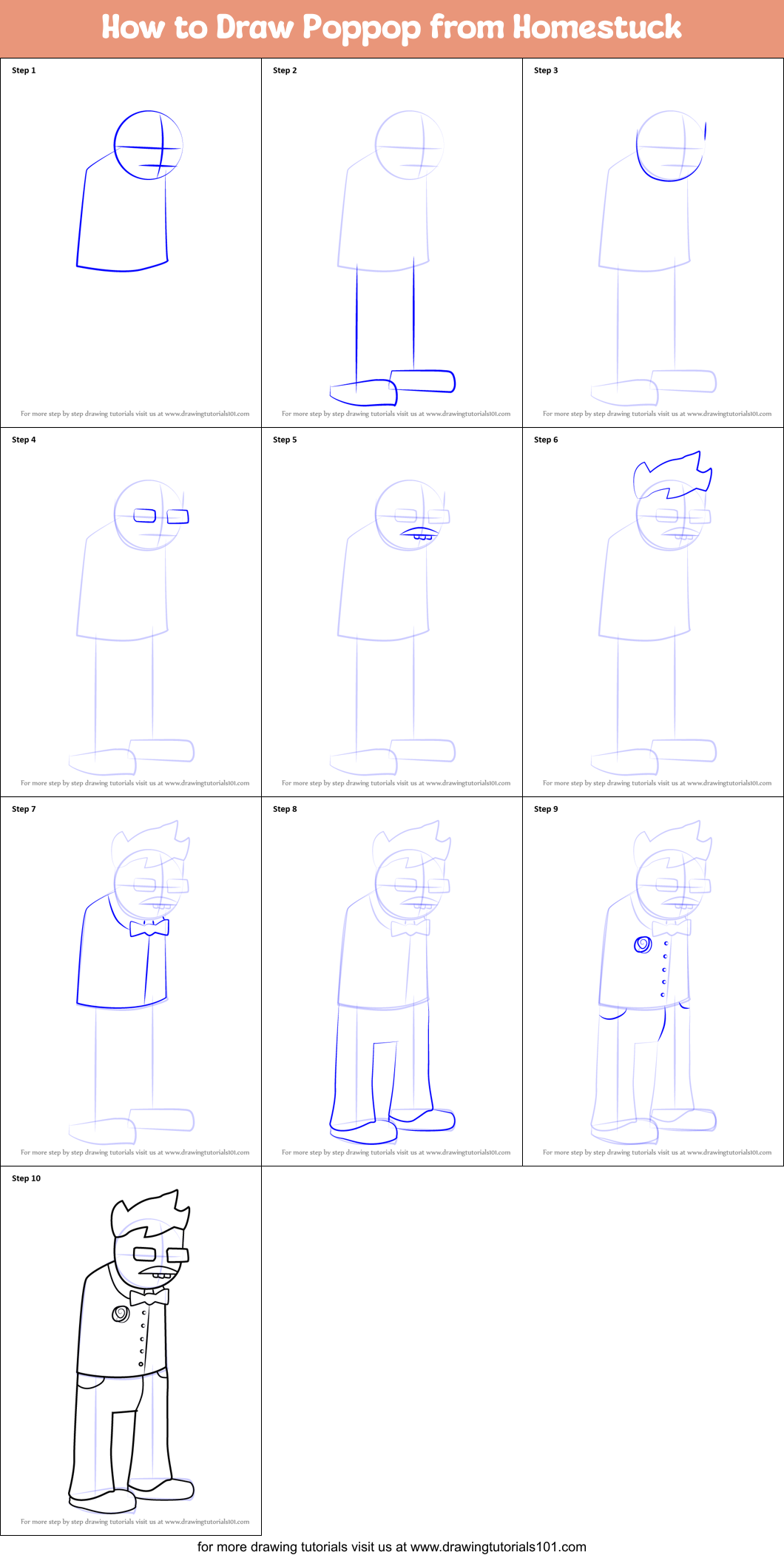 How to Draw Poppop from Homestuck Printable Step by Step