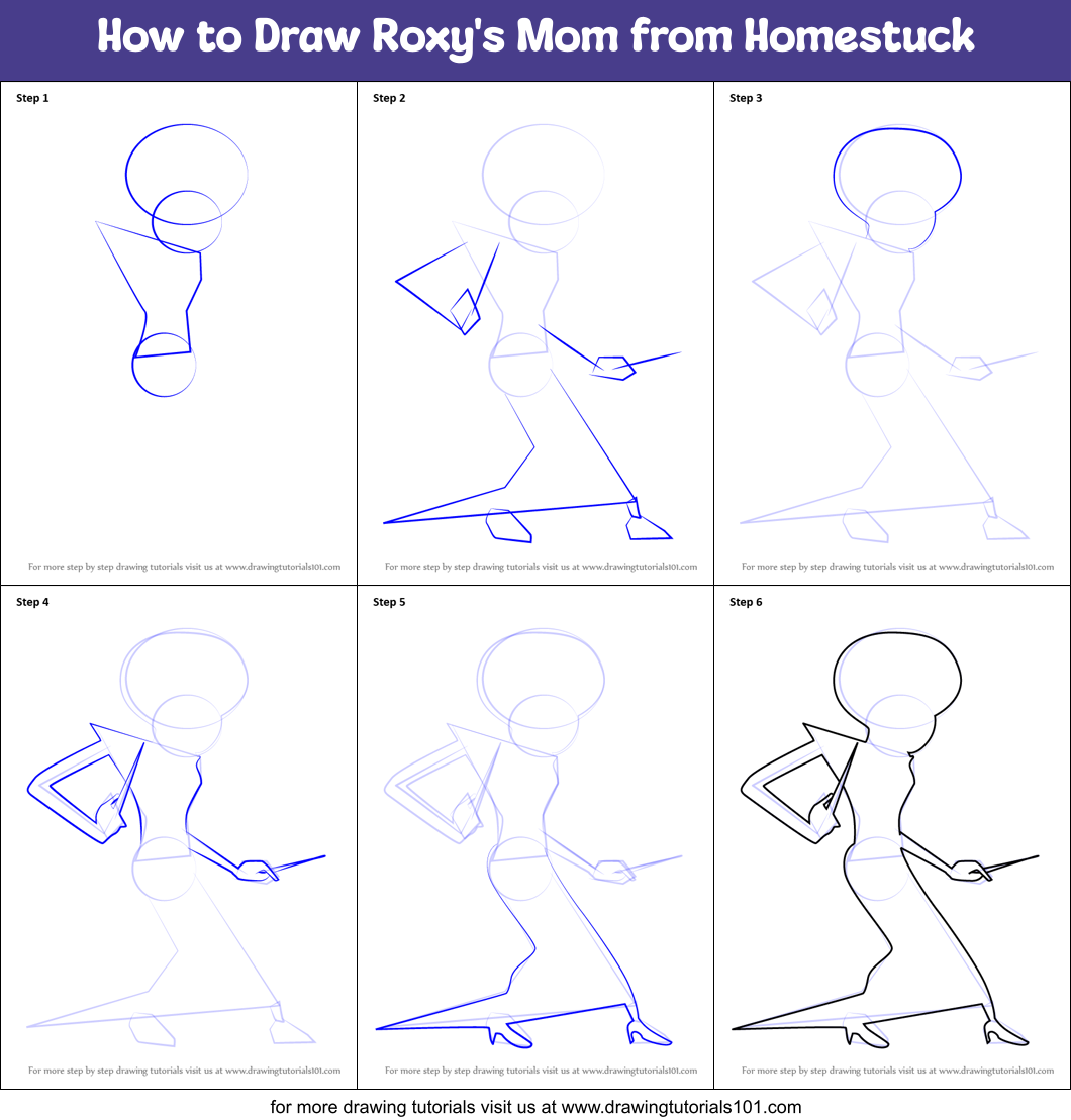 How to Draw Roxy's Mom from Homestuck Printable Step by Step