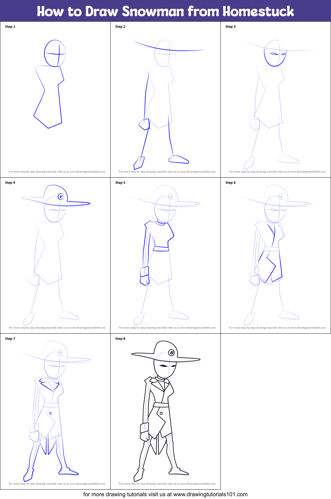 How to Draw Snowman from Homestuck Printable Step by Step