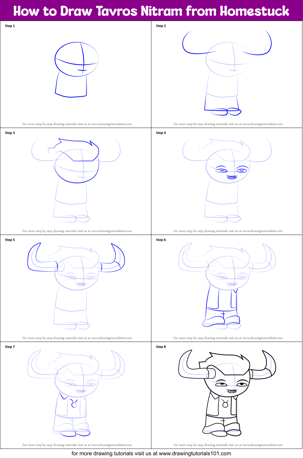 How to Draw Tavros Nitram from Homestuck Printable Step by Step