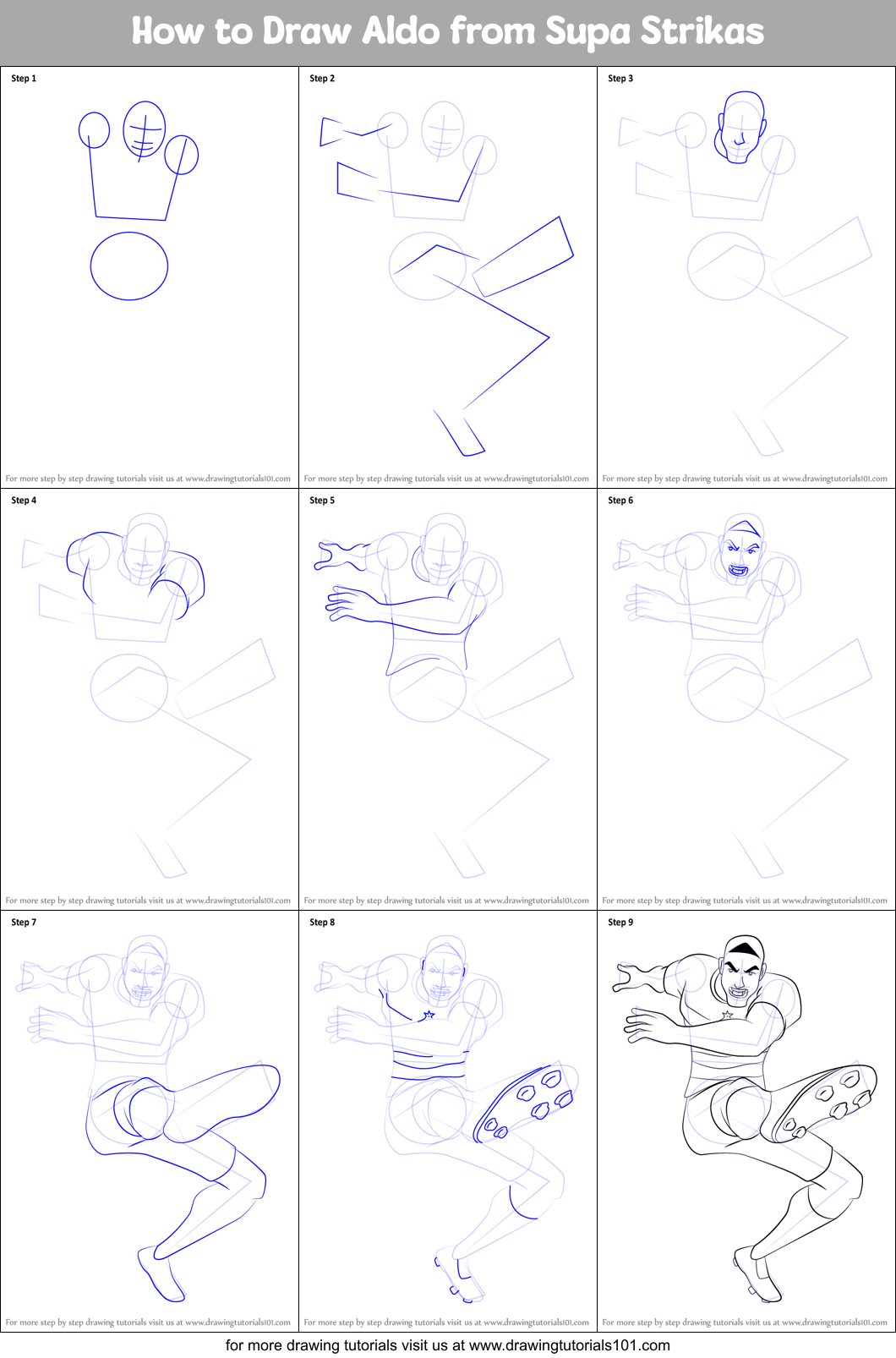 How to Draw Aldo from Supa Strikas Printable Step by Step