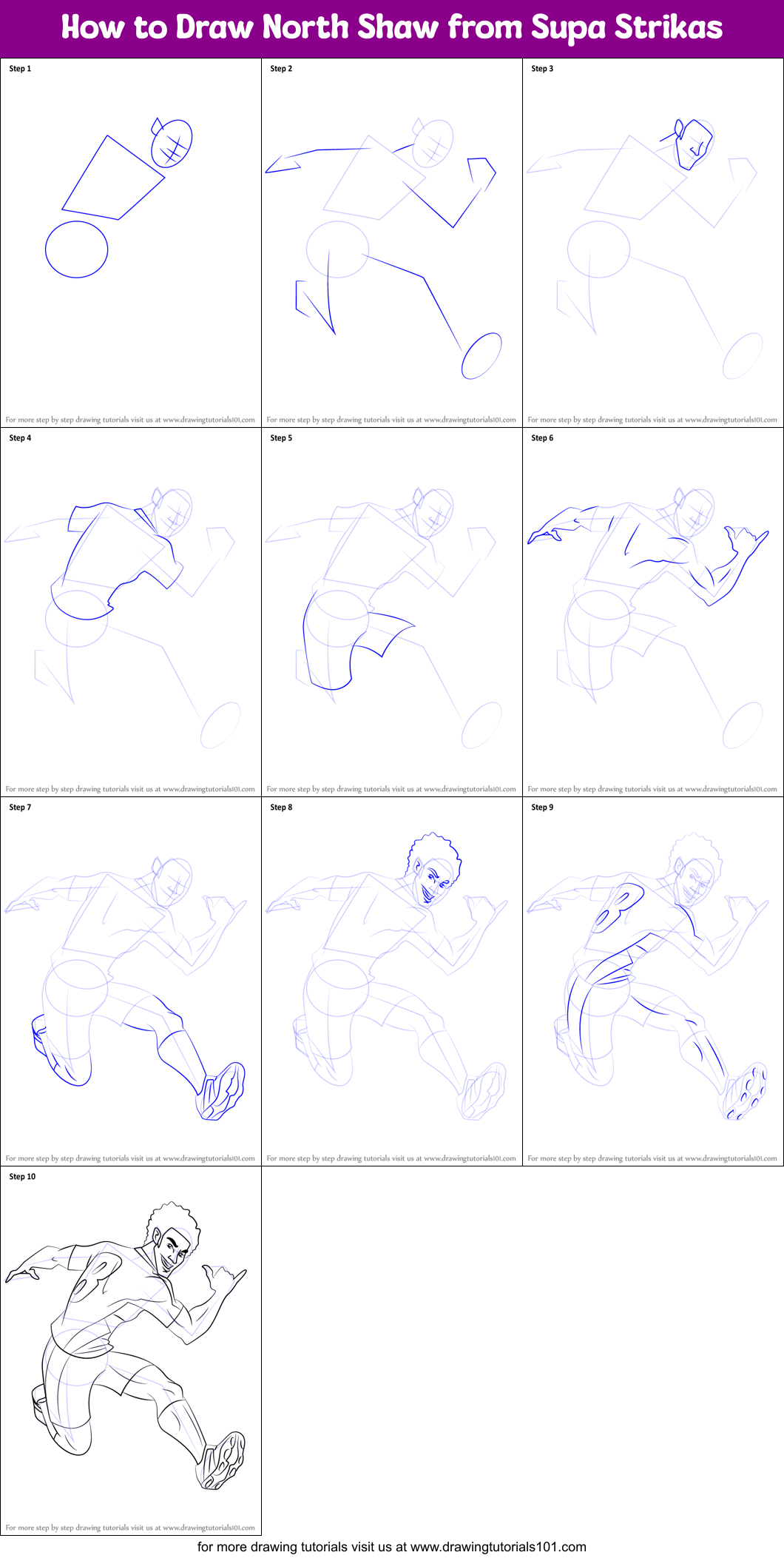 How to Draw North Shaw from Supa Strikas Printable Step by Step