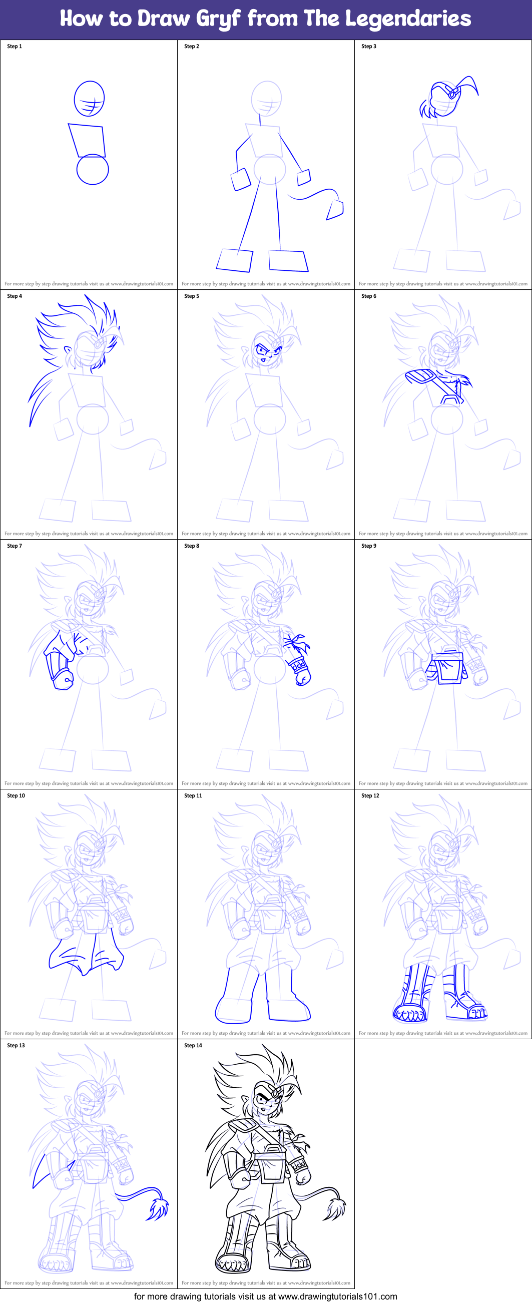 How to Draw Gryf from The Legendaries Printable Step by Step