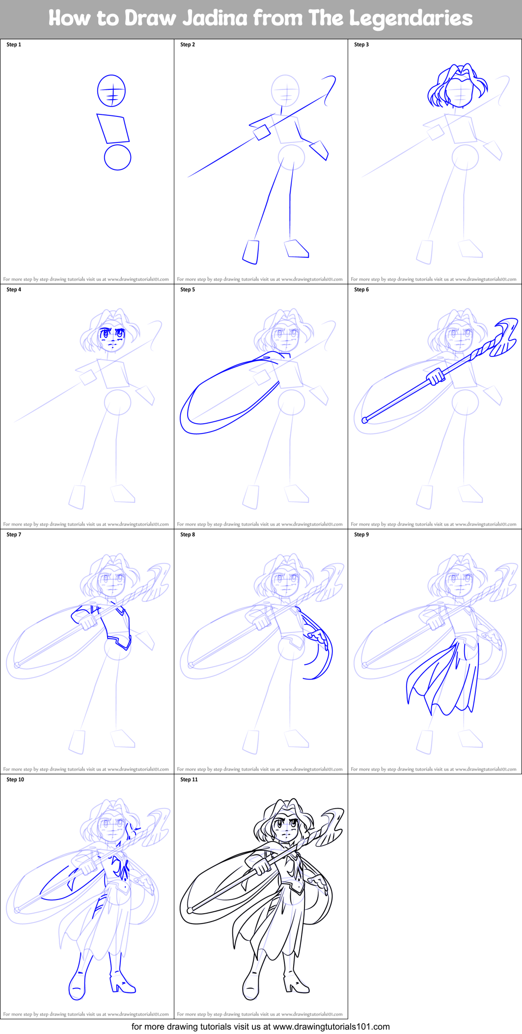How to Draw Jadina from The Legendaries Printable Step by Step