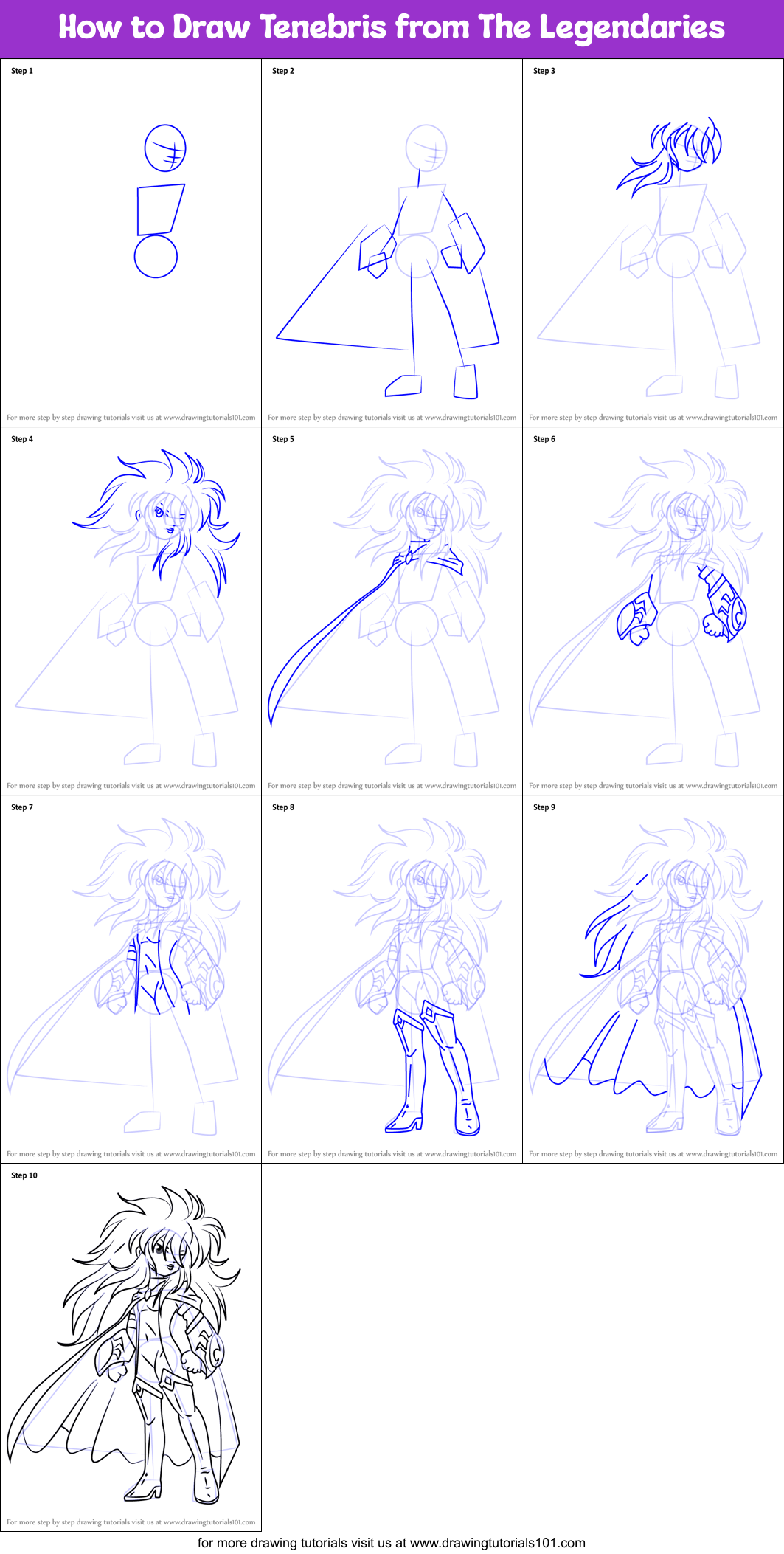 How to Draw Tenebris from The Legendaries Printable Step by Step