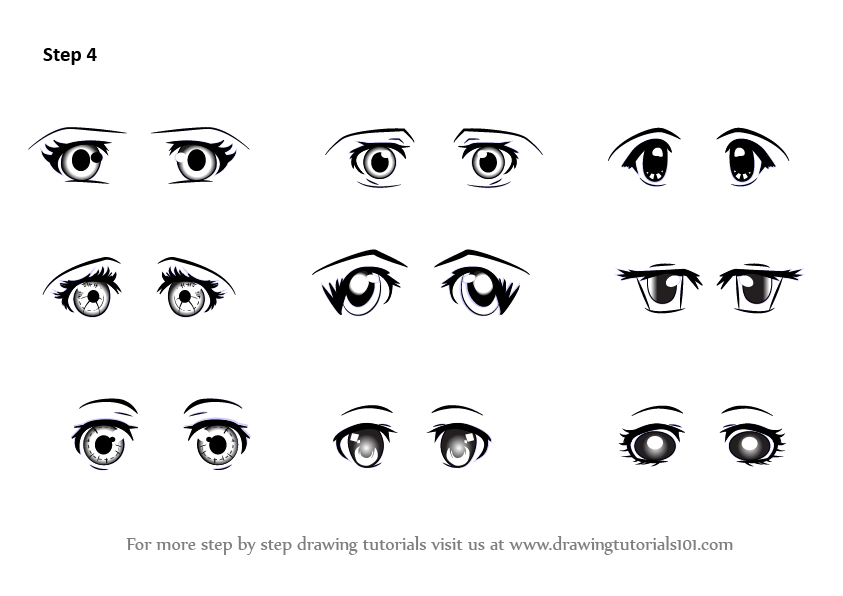 Learn How to Draw Anime Eyes - Female (Eyes) Step by Step : Drawing Tutorials