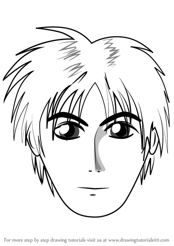 Step by Step How to Draw Anime Boy Face : DrawingTutorials101.com