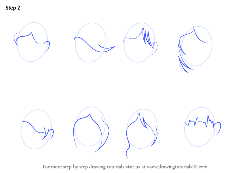 how to draw female hair step by step