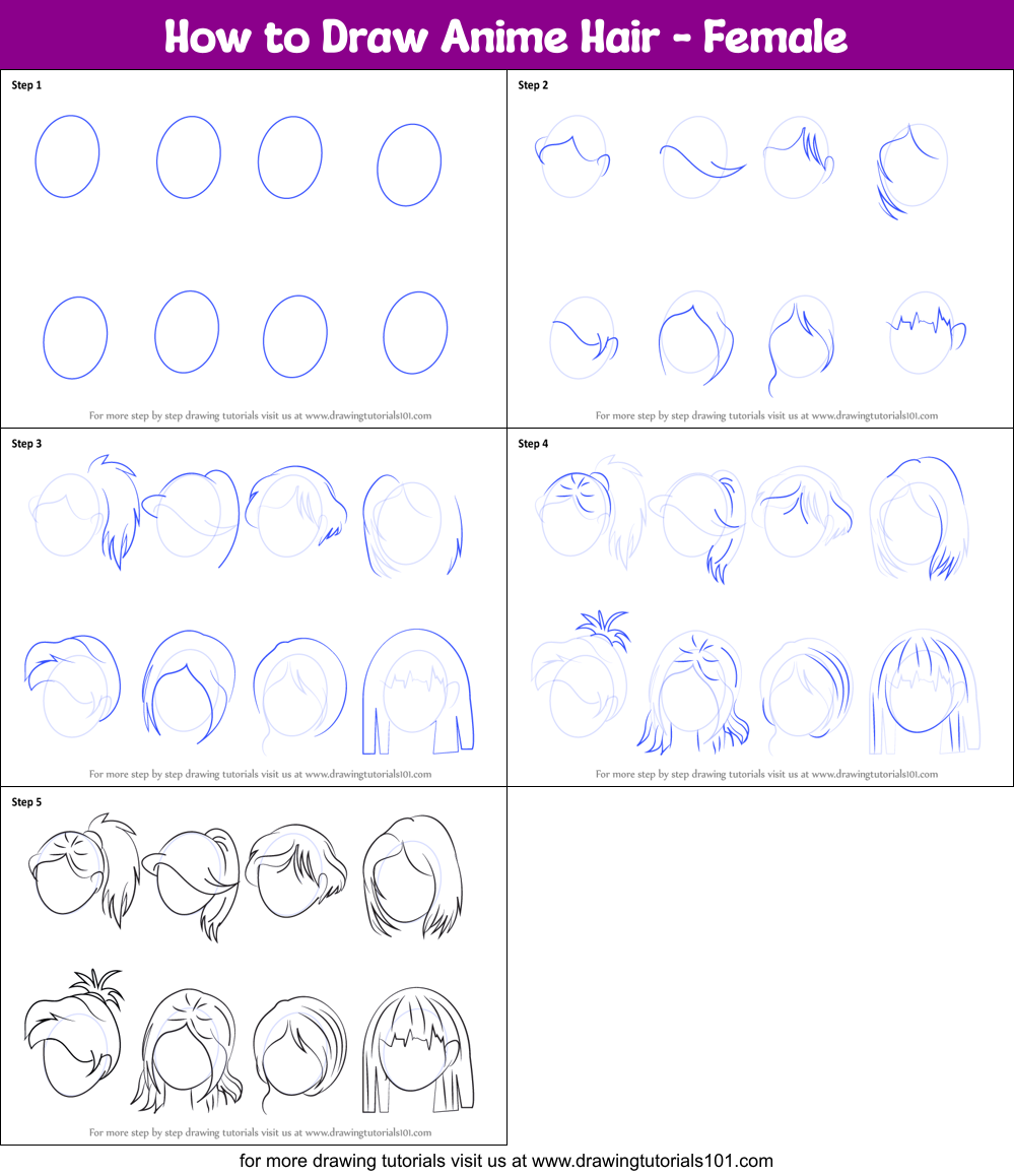 How To Draw Anime Girls Hair Step By Step!