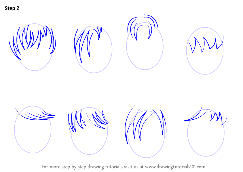 Learn How To Draw Anime Hair Male Hair Step By Step Drawing