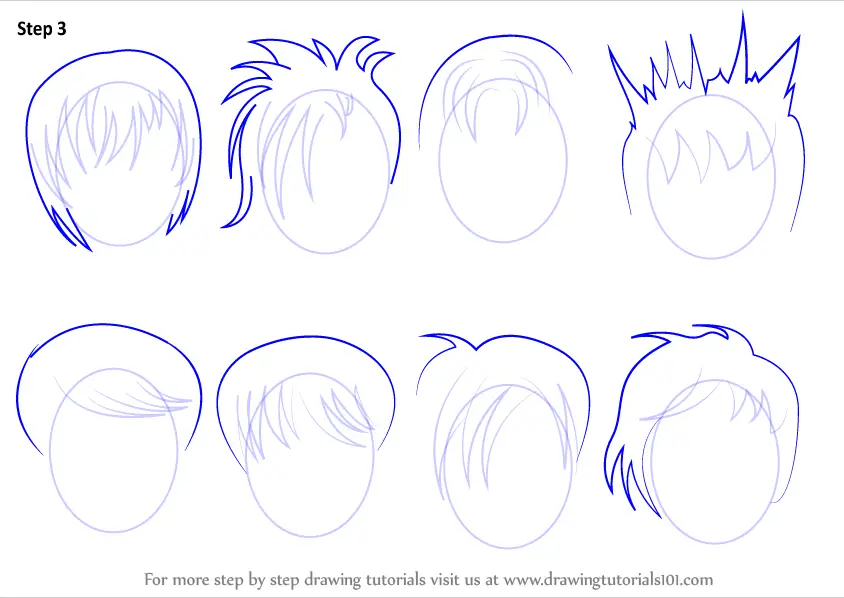 Learn How To Draw Anime Hair Male Hair Step By Step Drawing Tutorials In this post we added male and. learn how to draw anime hair male