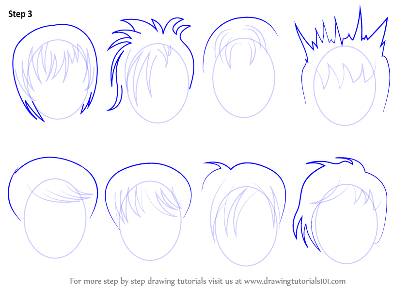 Learn How To Draw Anime Hair Male Hair Step By Step Drawing