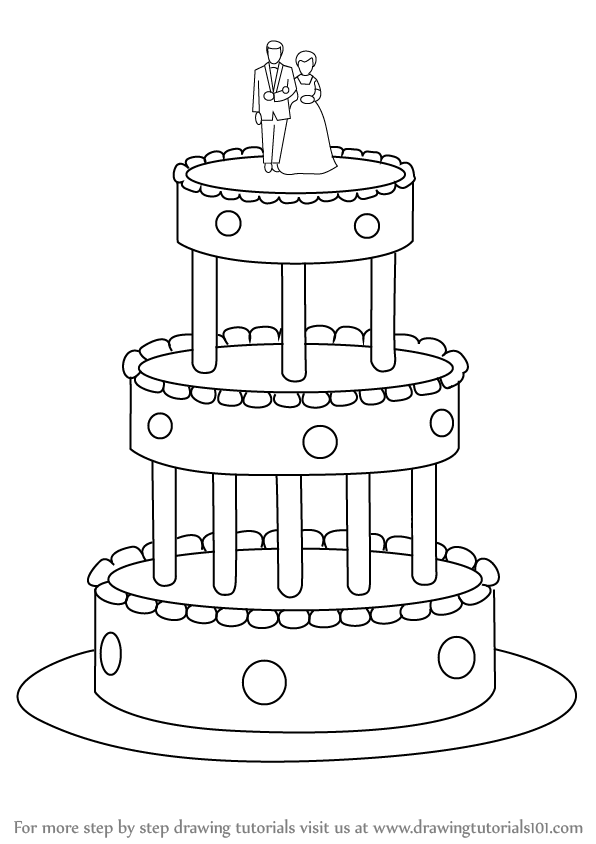 Step by Step How to Draw  a Wedding  Cake  