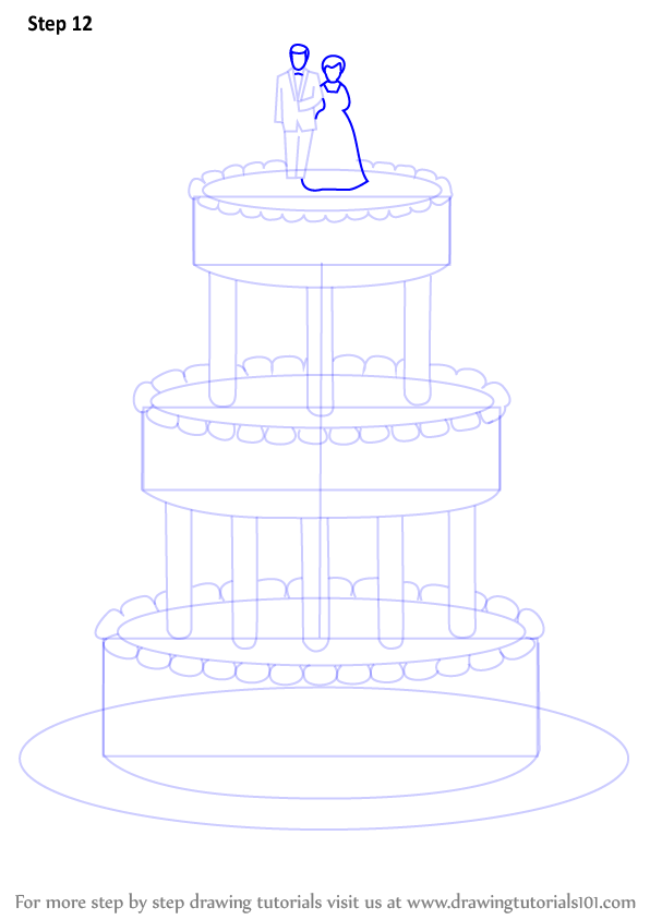 Step by Step How to Draw  a Wedding  Cake  