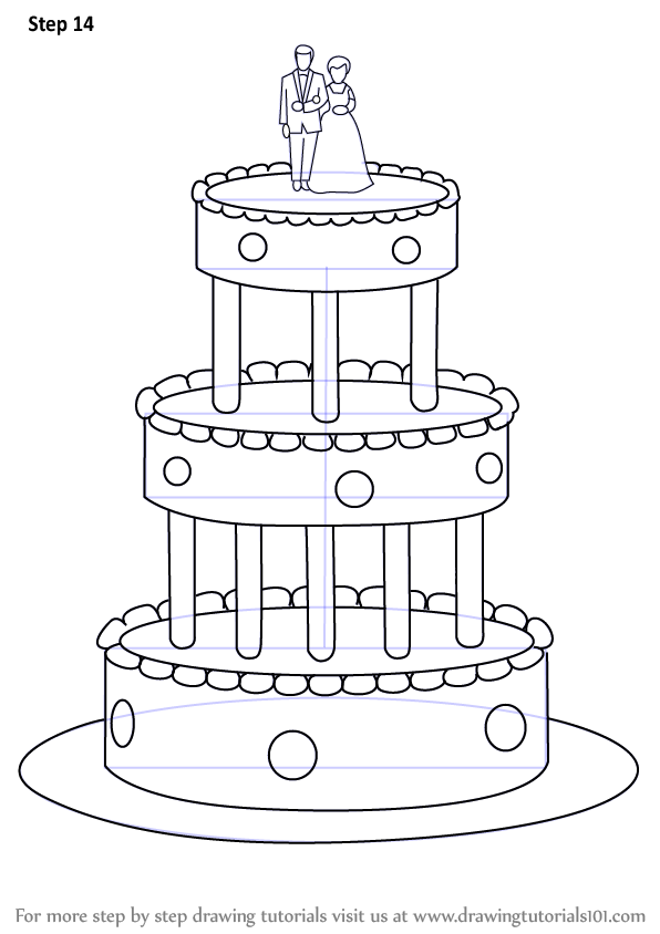 Learn How to Draw a Wedding Cake (Cakes) Step by Step ...