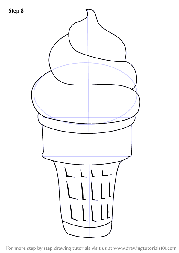 Learn How to Draw Ice Cream Cone (Ice Creams) Step by Step : Drawing