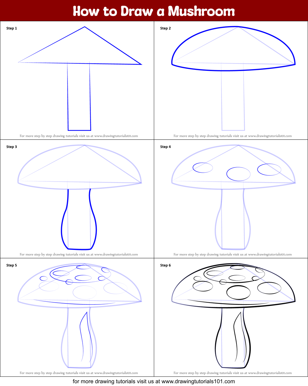 How to Draw a Mushroom printable step by step drawing sheet