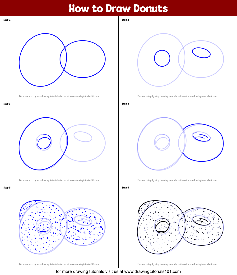 How to Draw Donuts Printable Step by Step