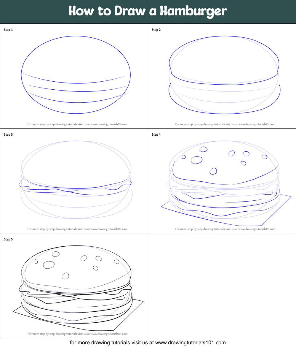 How to Draw a Hamburger Printable Step by Step