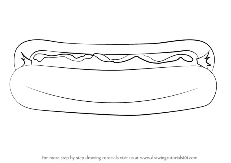 Learn How to Draw Hotdog (Snacks) Step by Step : Drawing Tutorials