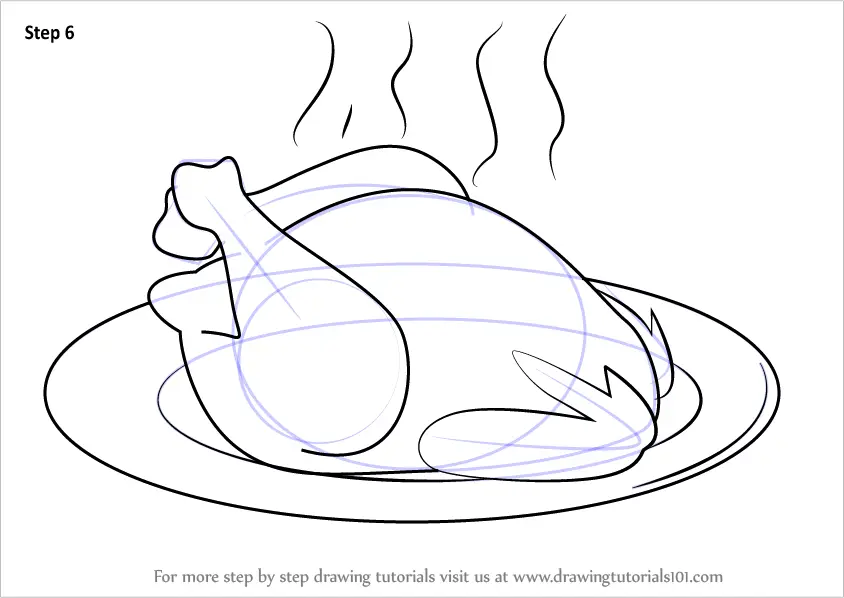 Learn How to Draw Cooked Chicken (Special Dishes) Step by Step