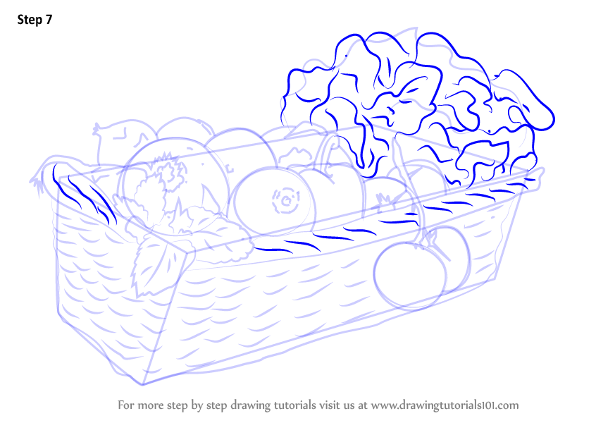 How to Draw Vegetable Basket (Vegetables) Step by Step