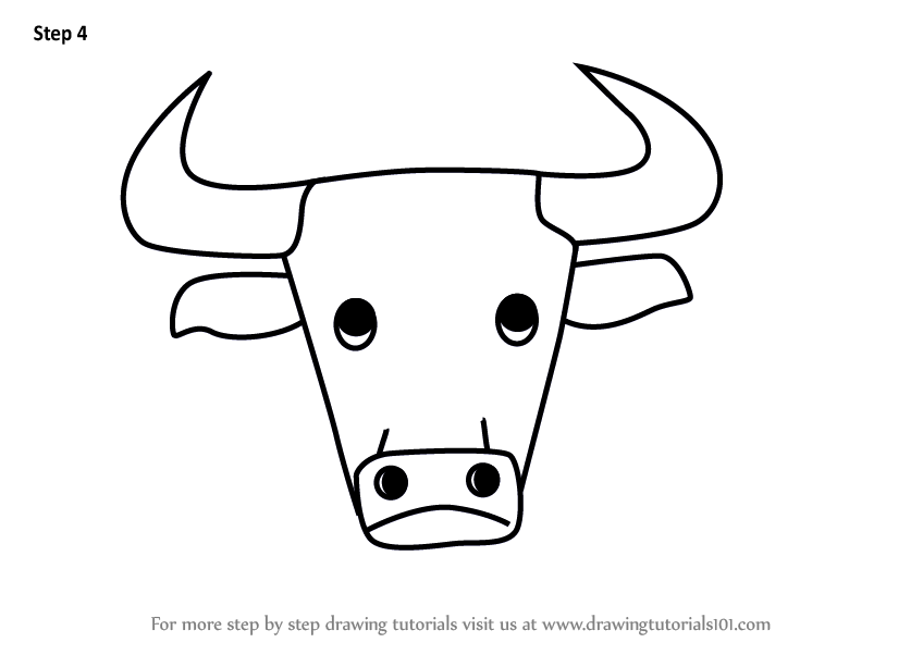 Learn How to Draw a Bull Face for Kids (Animal Faces for Kids) Step by