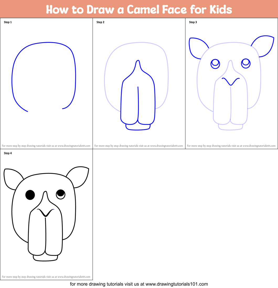 How to Draw a Camel Face for Kids Printable Step by Step