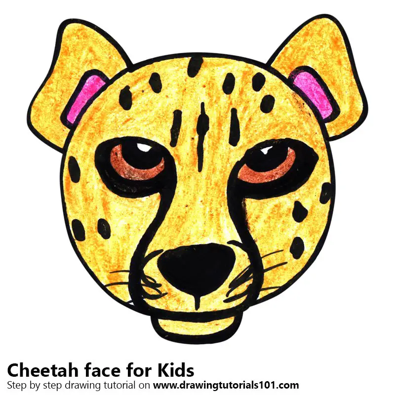 Learn How to Draw a Cheetah Face for Kids (Animal Faces for Kids) Step