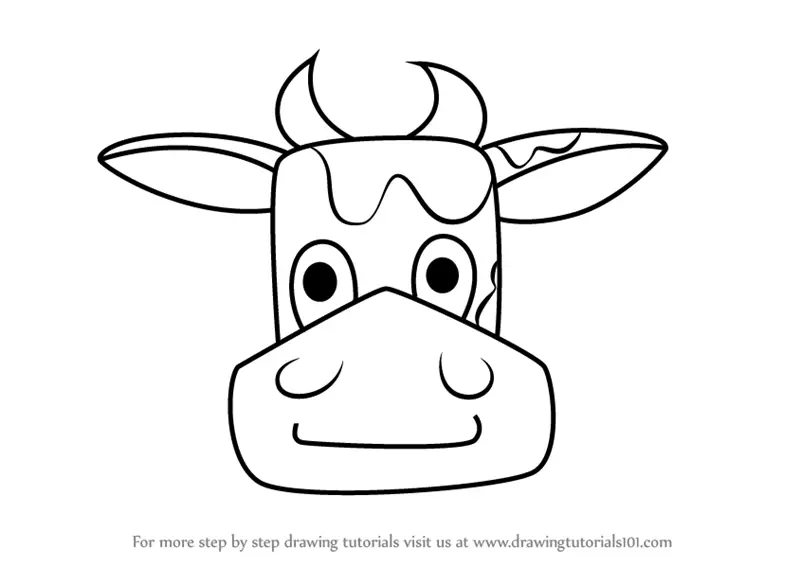 Learn How to Draw a Cow Face for Kids (Animal Faces for Kids) Step by