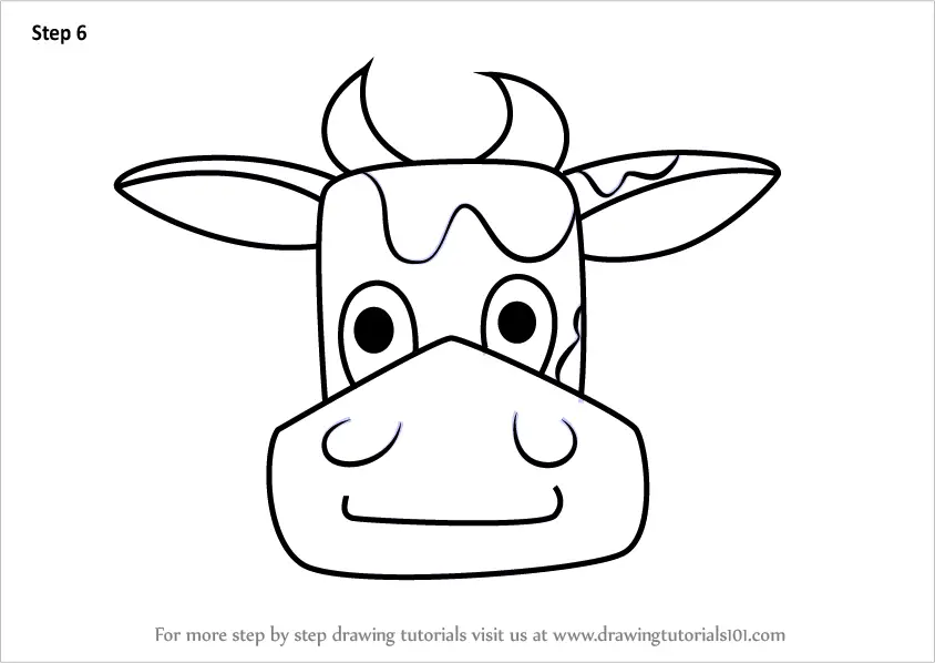 Learn How to Draw a Cow Face for Kids (Animal Faces for Kids) Step by