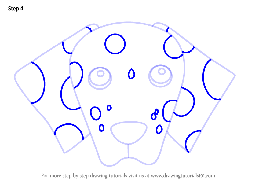 How to Draw a Dalmation Dog Face for Kids (Animal Faces for Kids) Step ...
