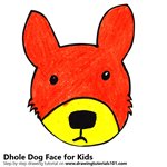 How to Draw a Dhole Dog Face for Kids