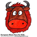 How to Draw an European Bison Face for Kids