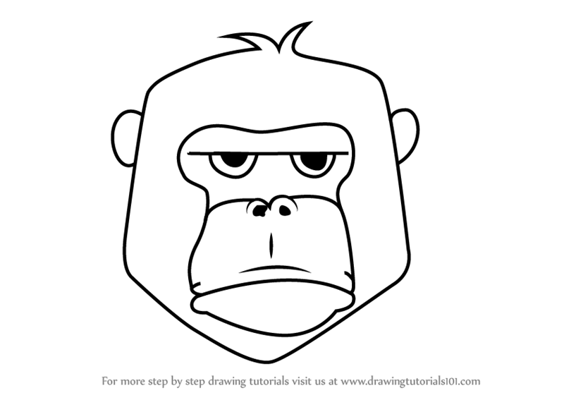 Learn How to Draw a Gorilla Face for Kids (Animal Faces for Kids) Step