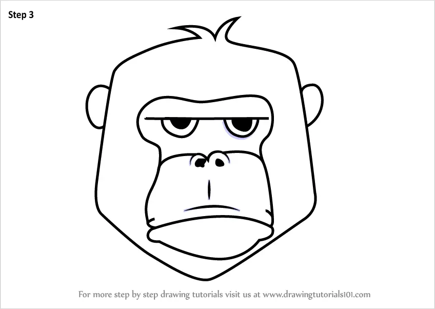 Learn How to Draw a Gorilla Face for Kids (Animal Faces for Kids) Step