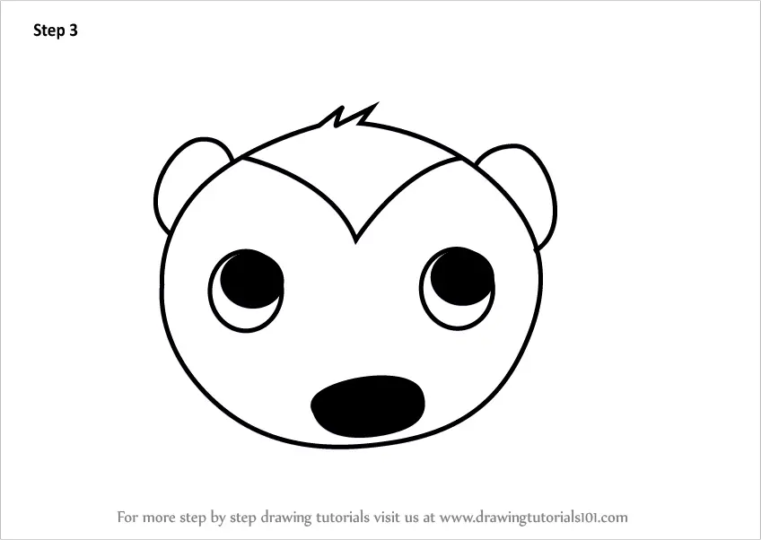 Learn How to Draw a Honey Badger Face for Kids (Animal Faces for Kids) Step  by Step : Drawing Tutorials