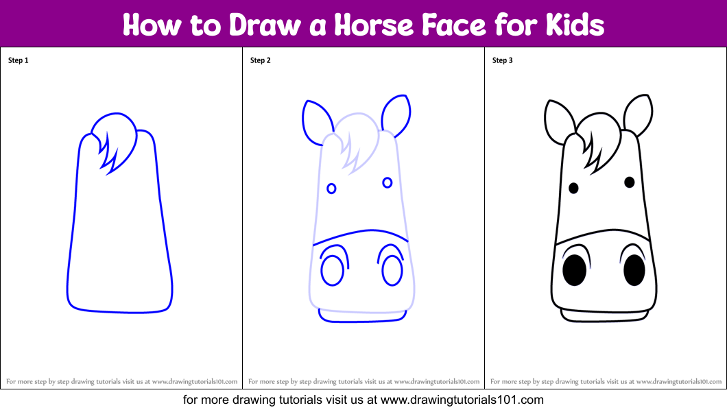 how to draw a horse head step by step for kids