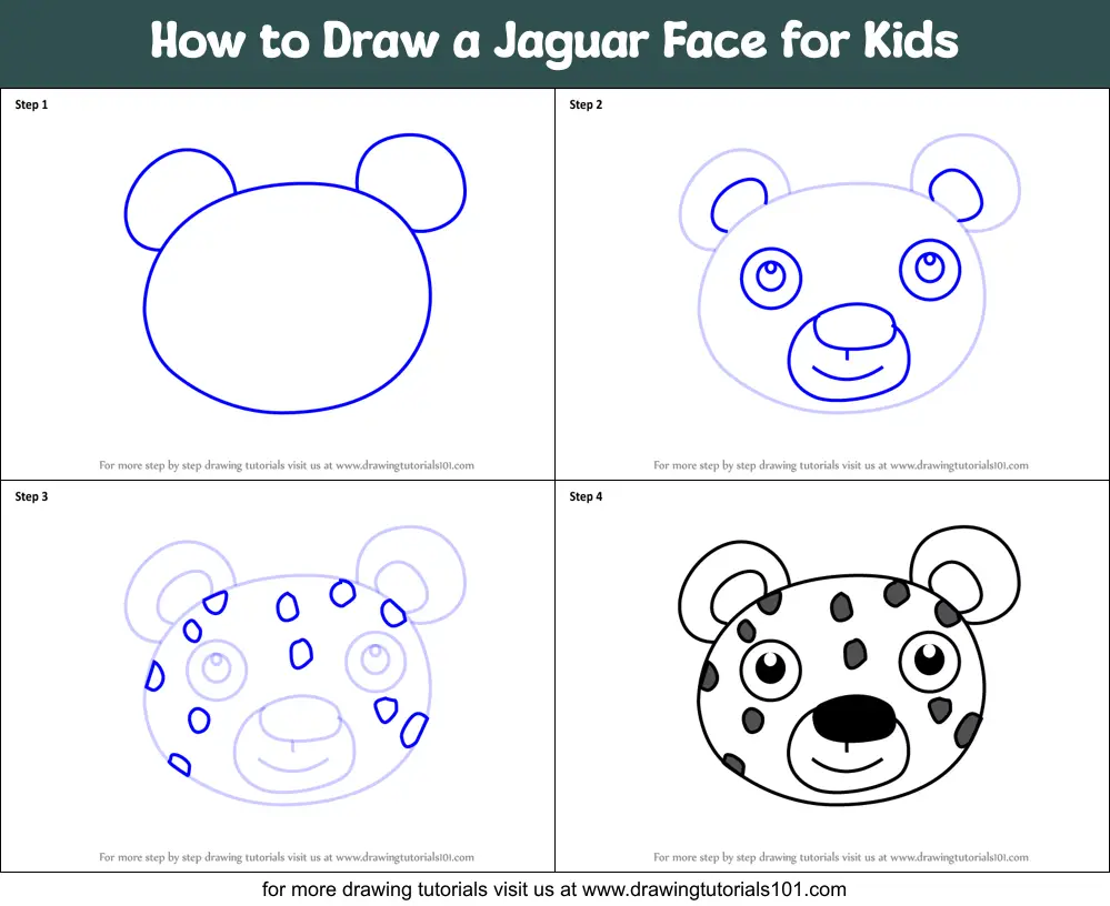 How To Draw A Jaguar Face For Kids Printable Step By Step Drawing