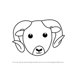 How to Draw a Mountain Sheep Face for Kids
