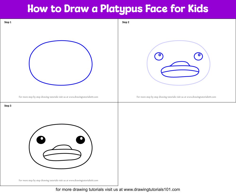 How to Draw a Platypus Face for Kids Printable Step by Step