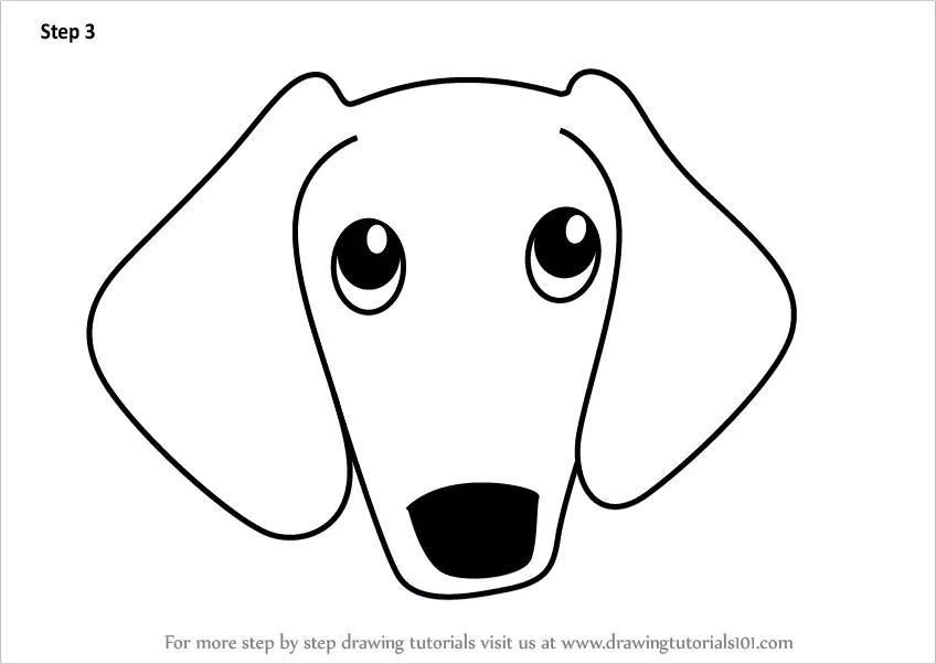 How to Draw a Wiener Dog Face for Kids (Animal Faces for Kids) Step by ...
