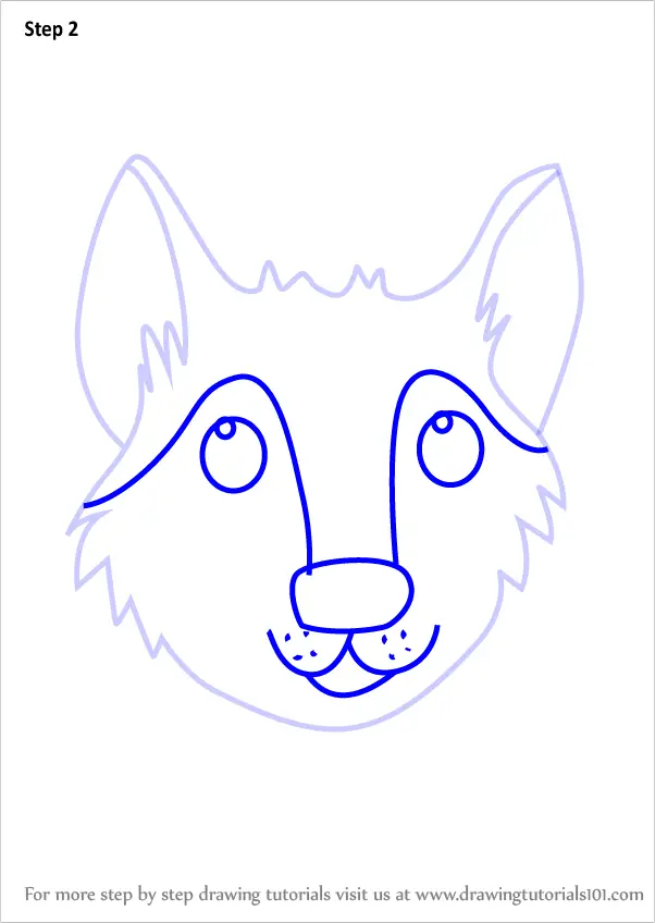How to Draw a Wolf Face for Kids (Animal Faces for Kids) Step by Step ...