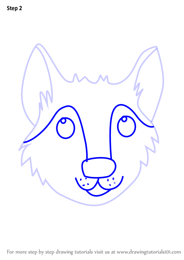 How to Draw a Wolf Face for Kids (Animal Faces for Kids) Step by Step ...